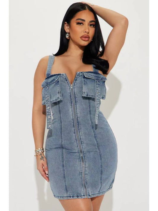 Denim Zipper Dress