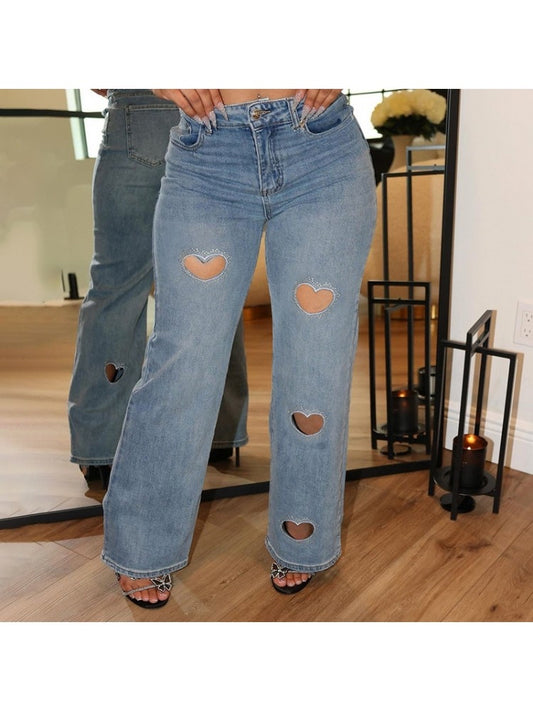 Heart Cut Out Jeans