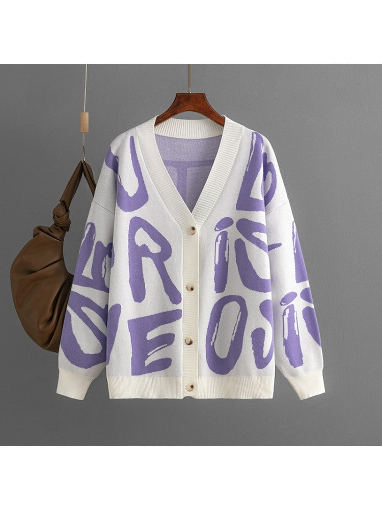 Fall Letter Print Cardigan