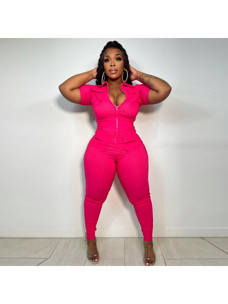 Plus Size Cargo Jumpsuit