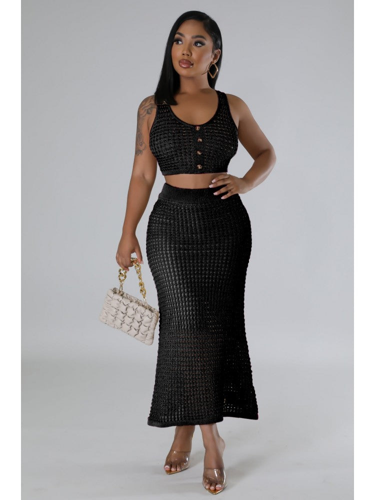 Knitted Crop Skirt Set