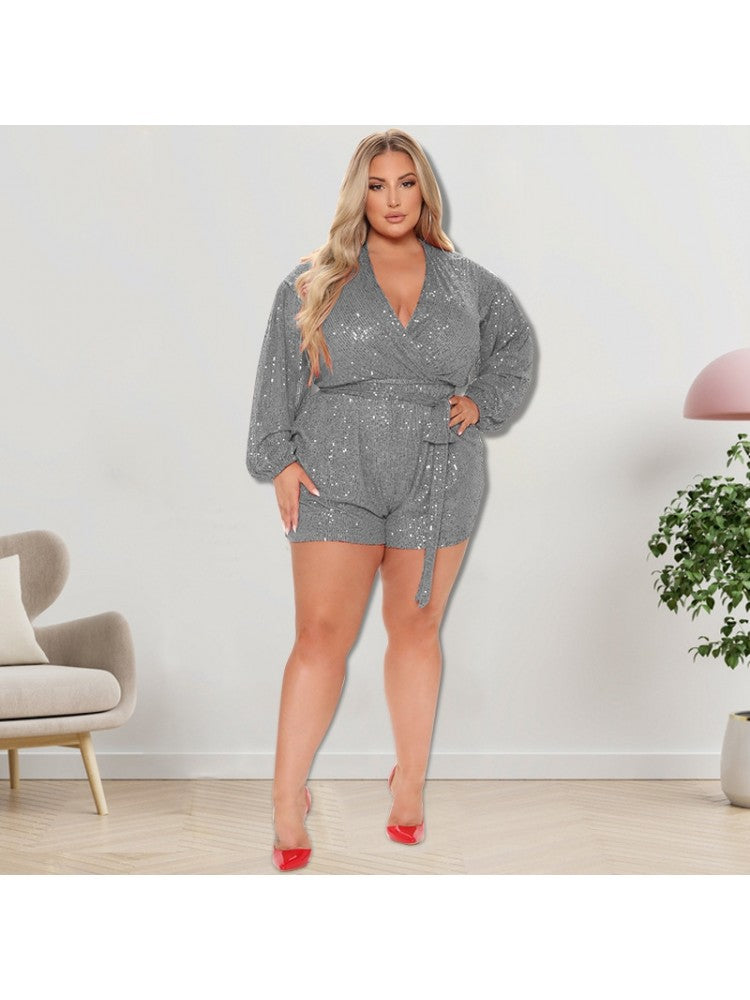 Plus Size Shiny Romper