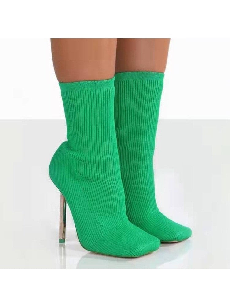 Square Heel Sock Boots