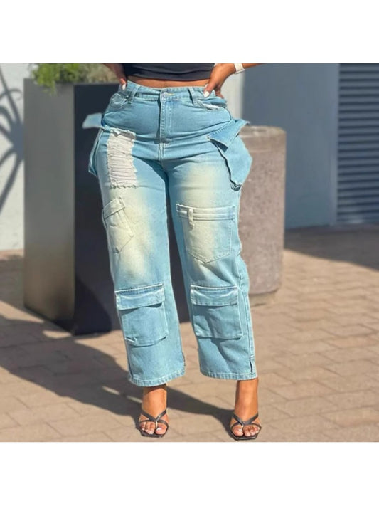 Denim Cargo Jeans