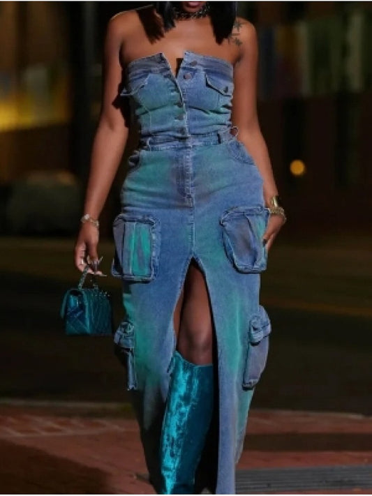 Denim Cargo Dress