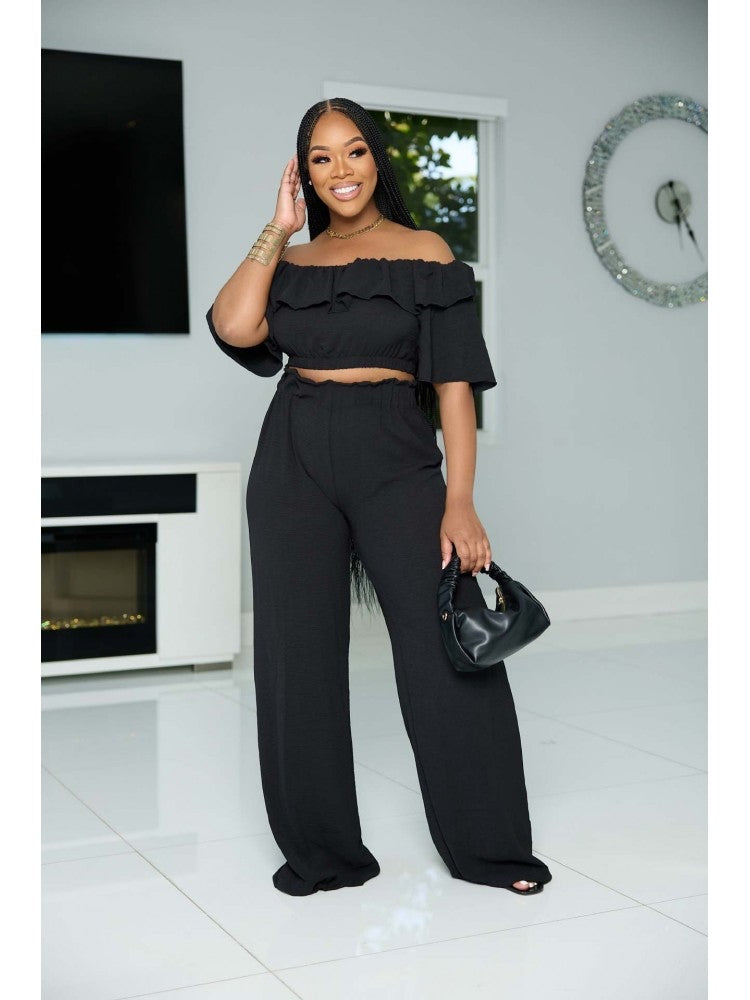 Ruffle Short Wide Leg Set