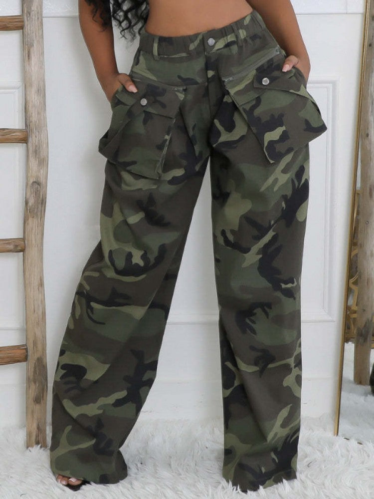 Camo Print Cargo Pants