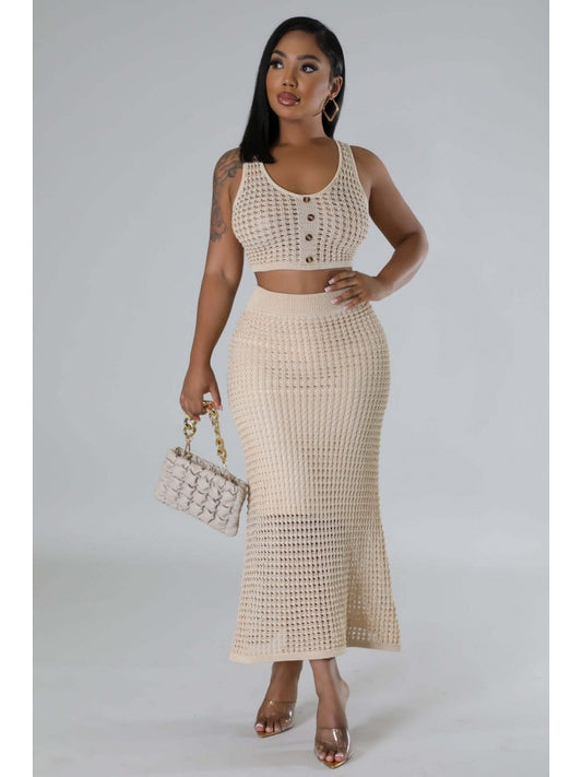 Knitted Crop Skirt Set