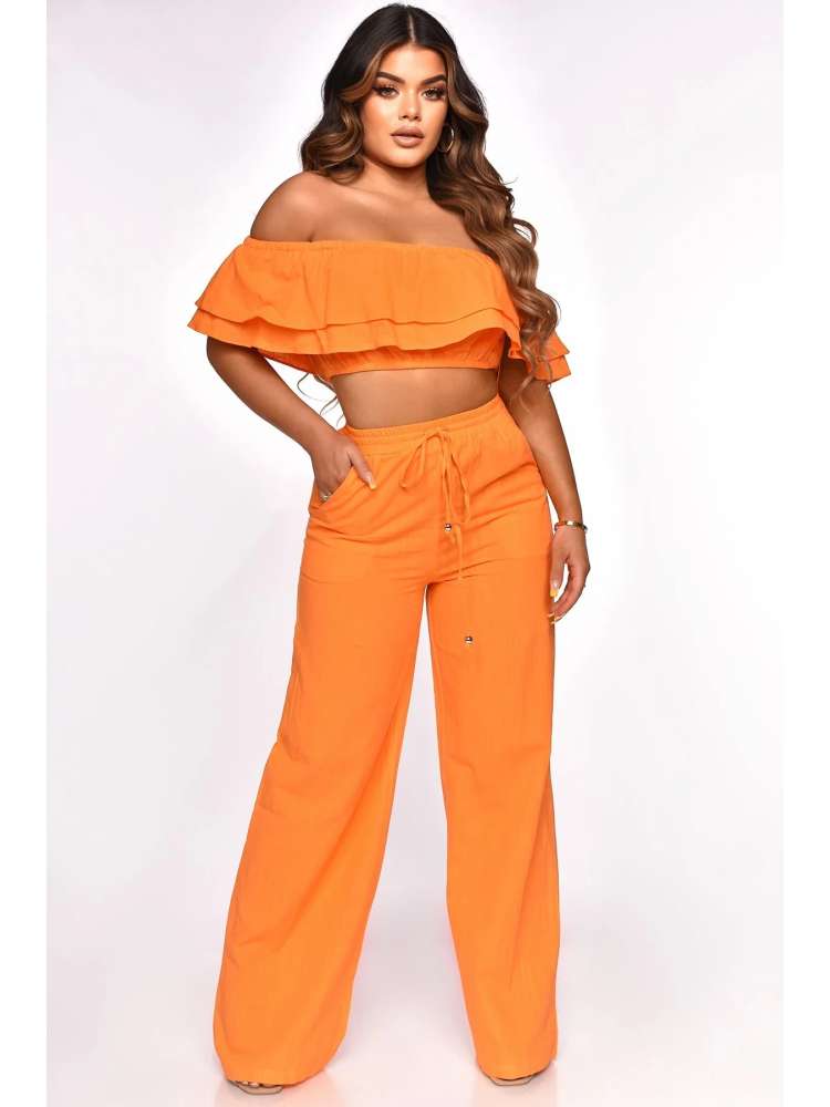 Ruffle Off Shoulder Set