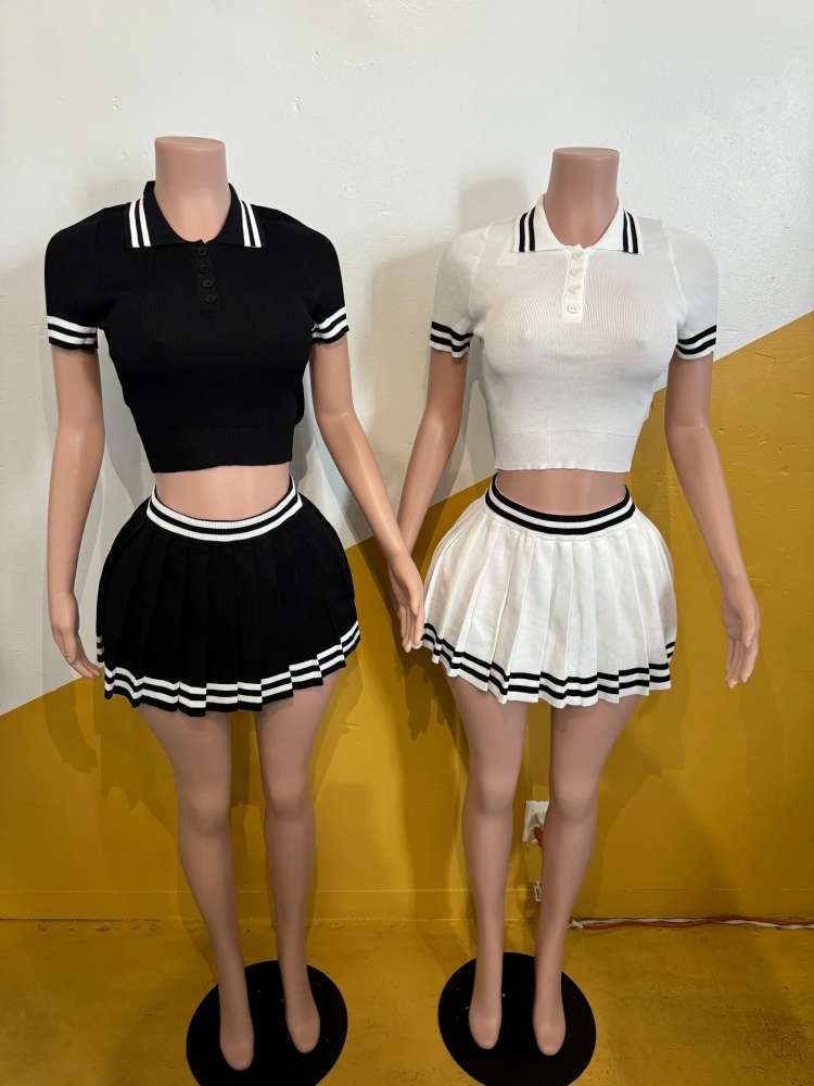 Knitted Crop Skirt Set