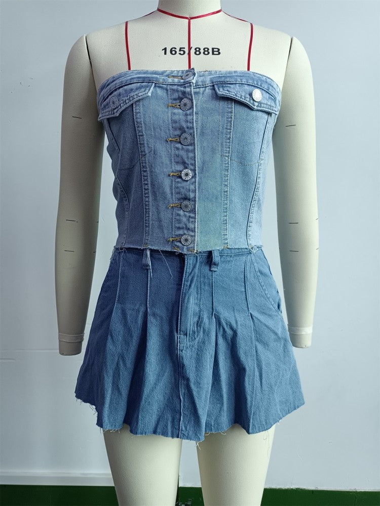 Denim Strapless Top