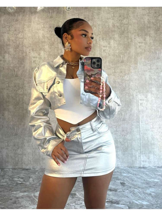 Metallic Crop Jacket