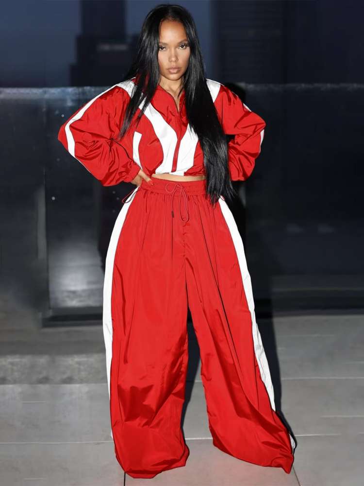 Colorblock Pants Set