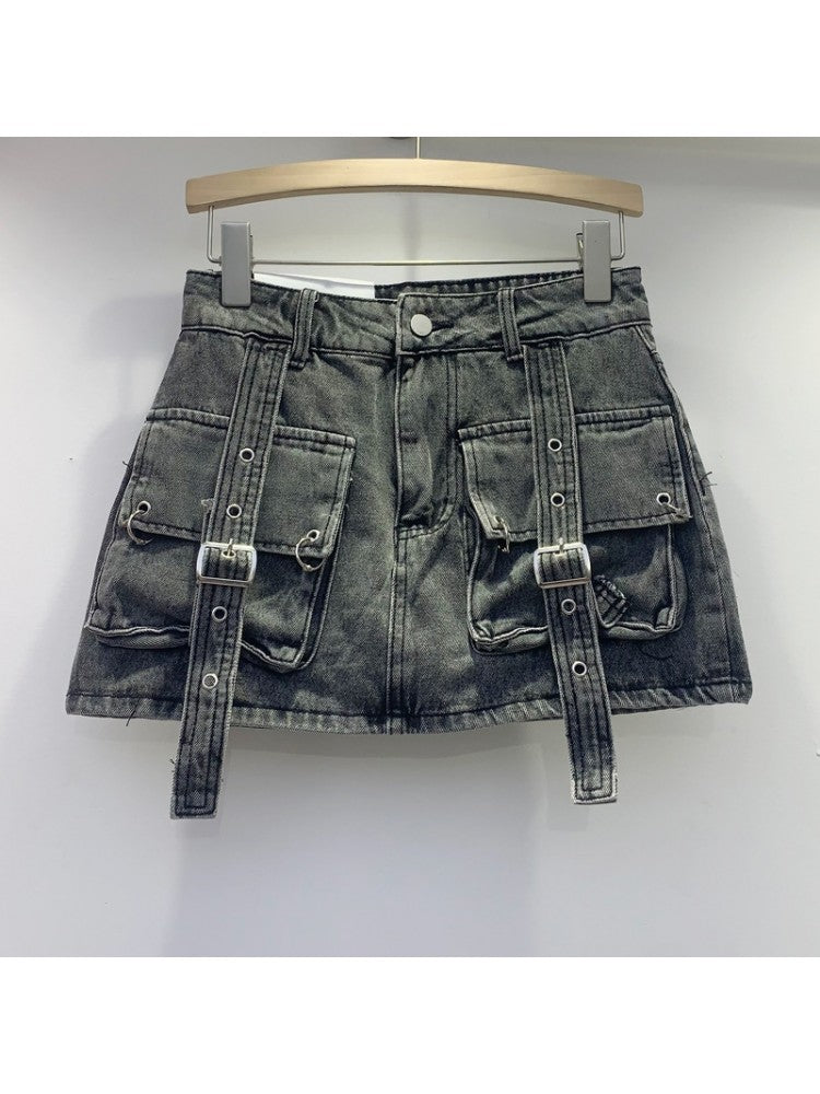 Denim Cargo Skirt