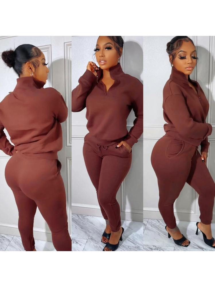 Plain Sweatshirt Set