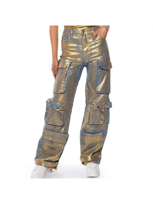 Metallic Cargo Pants