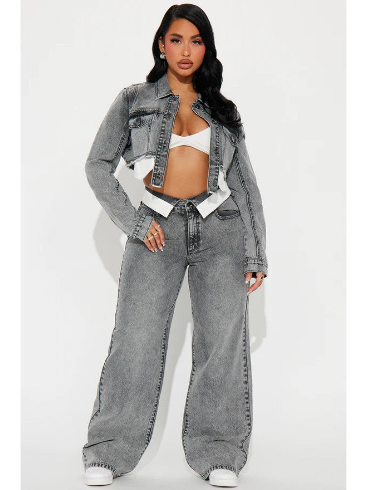 Denim Crop Set