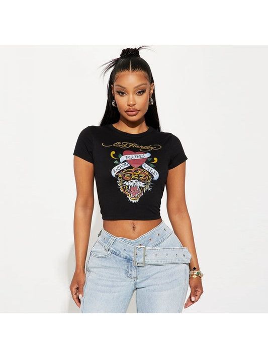 Black EH Crop Shirt