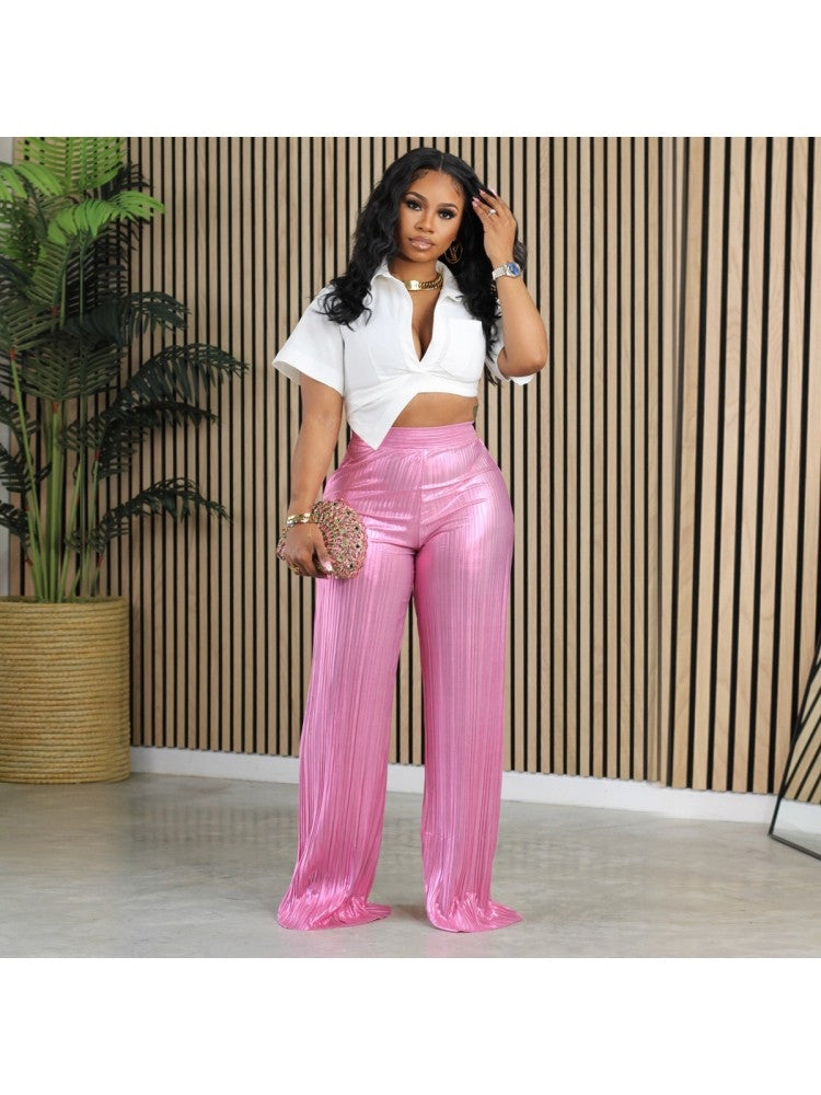 Metallic High Rise Pants