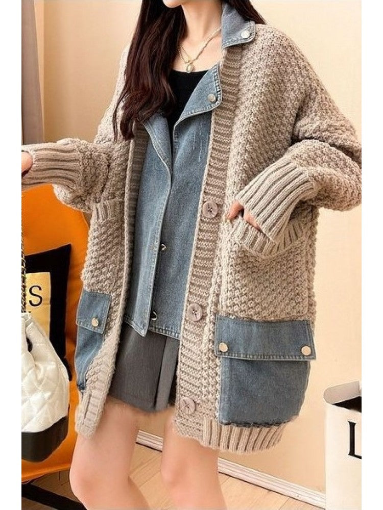 Denim Knitted Cardigan