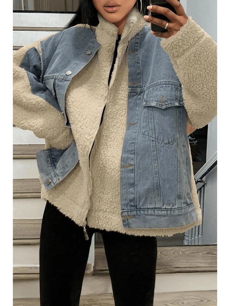 Fluff Denim Collar Jacket