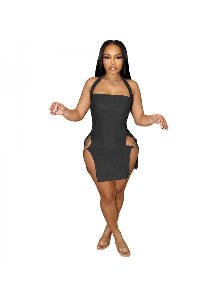 Halter Split Mini Dress