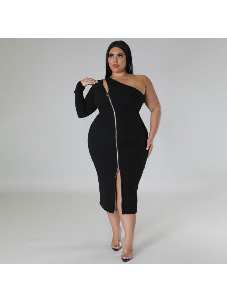 Plus Size One Shoulder Dress