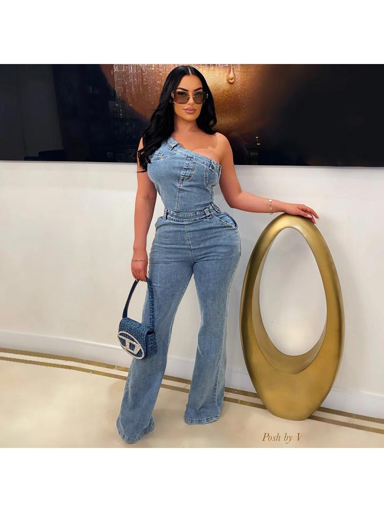 Denim Flared Jumpsuit