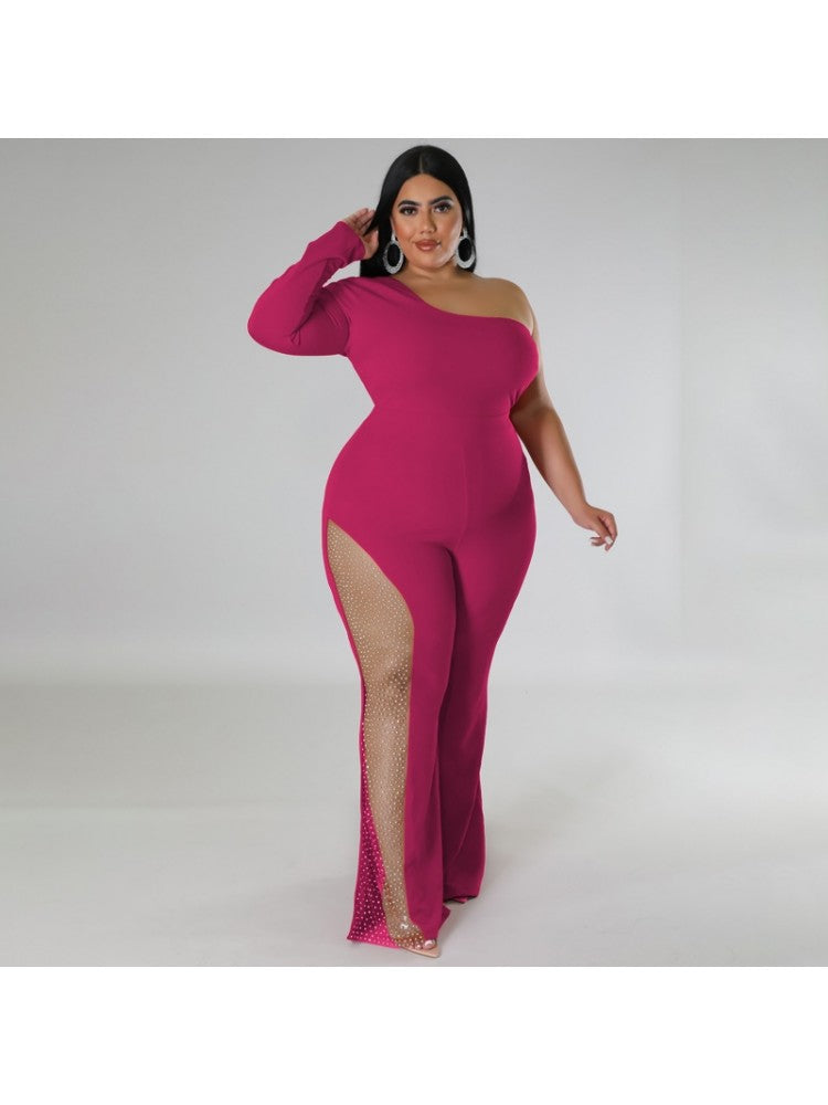 Plus Size One Shoulder Jumpsuit