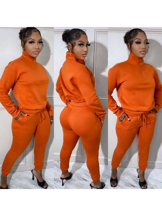 Plain Sweatshirt Set