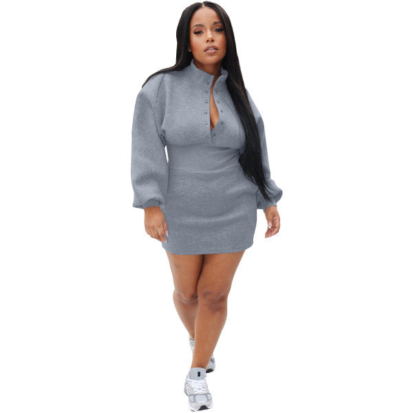 Long Sleeve Fleece Dress