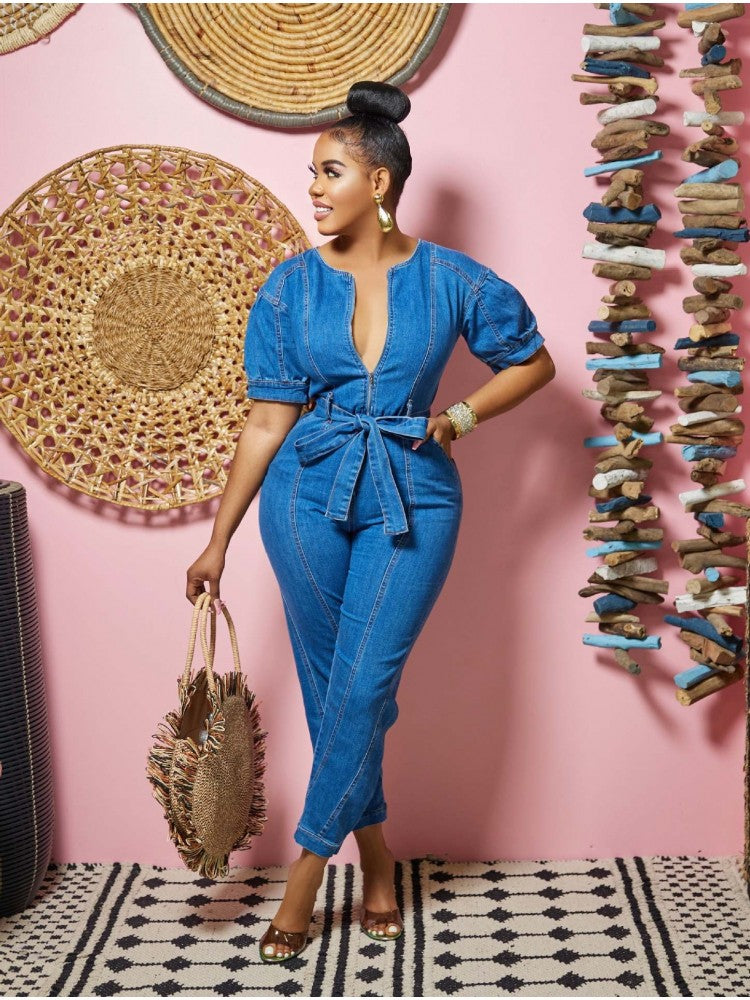 Denim High Rise Jumpsuit