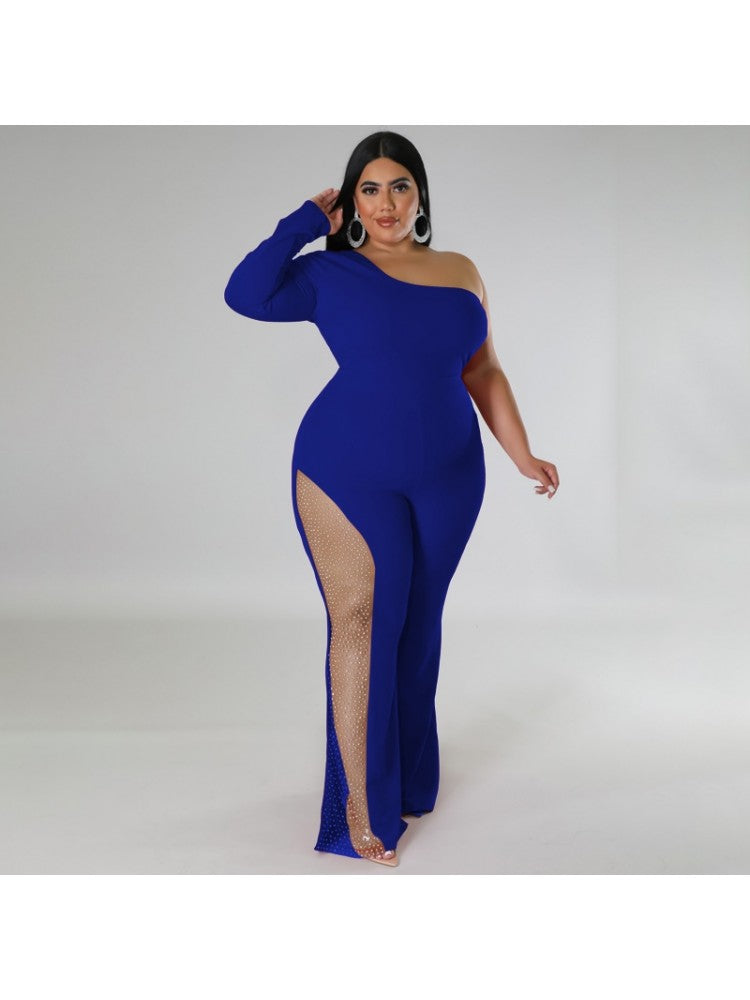 Plus Size One Shoulder Jumpsuit