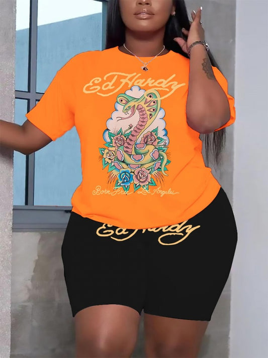 Plus Size Orange Hardy Set