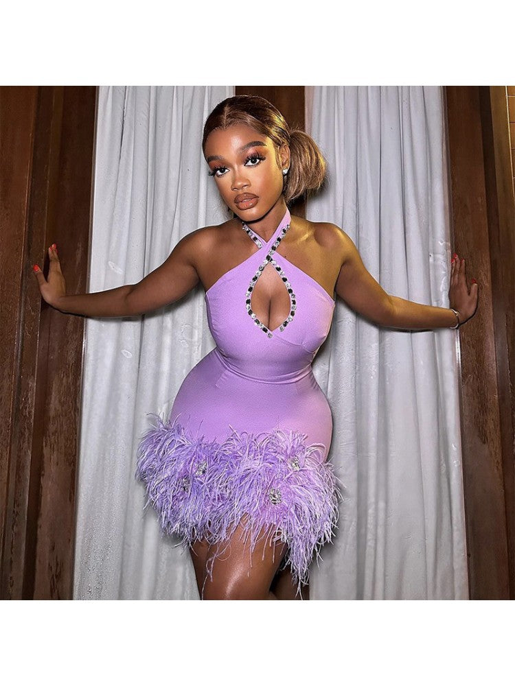 Halter Rhinestone Dress