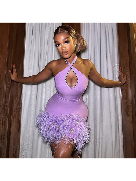 Halter Rhinestone Dress