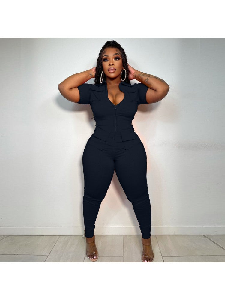 Plus Size Cargo Jumpsuit