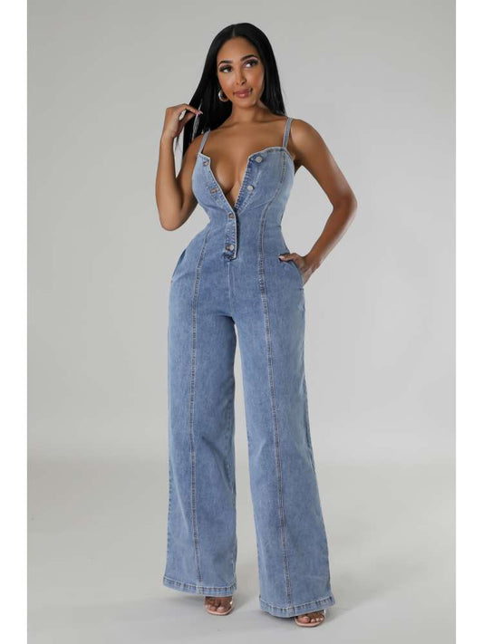 Sleeveless Denim Jumpsuit