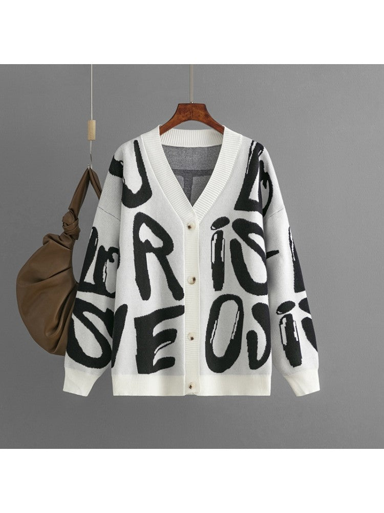 Fall Letter Print Cardigan