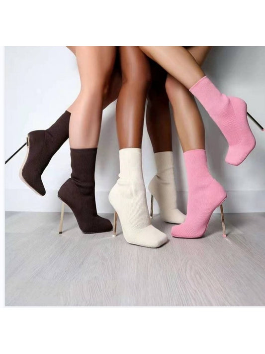 Square Heel Sock Boots