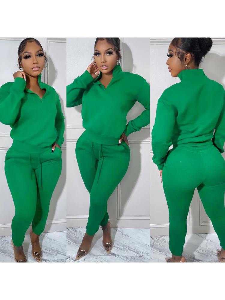 Plain Sweatshirt Set
