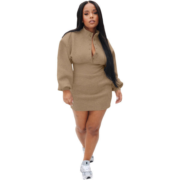 Long Sleeve Fleece Dress