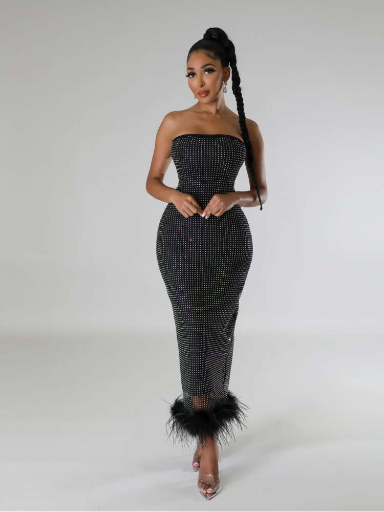 Strapless Feather Dress