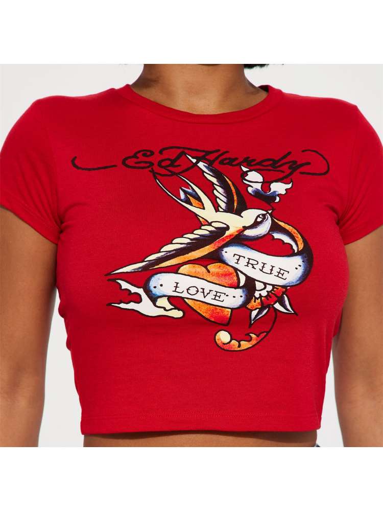 Red Hardy Crop Shirt