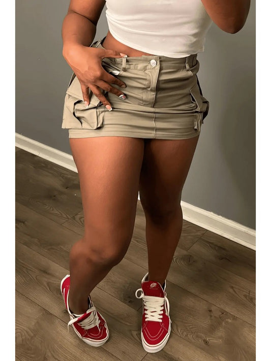 Khaki Cargo Skirt