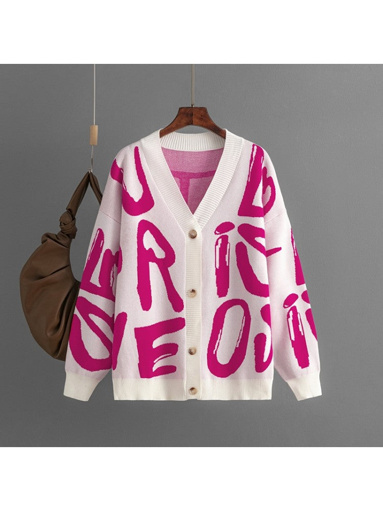 Fall Letter Print Cardigan