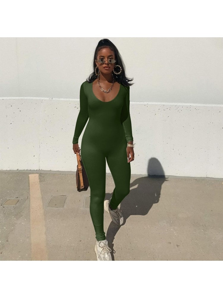 Solid Long Sleeve Jumpsuit