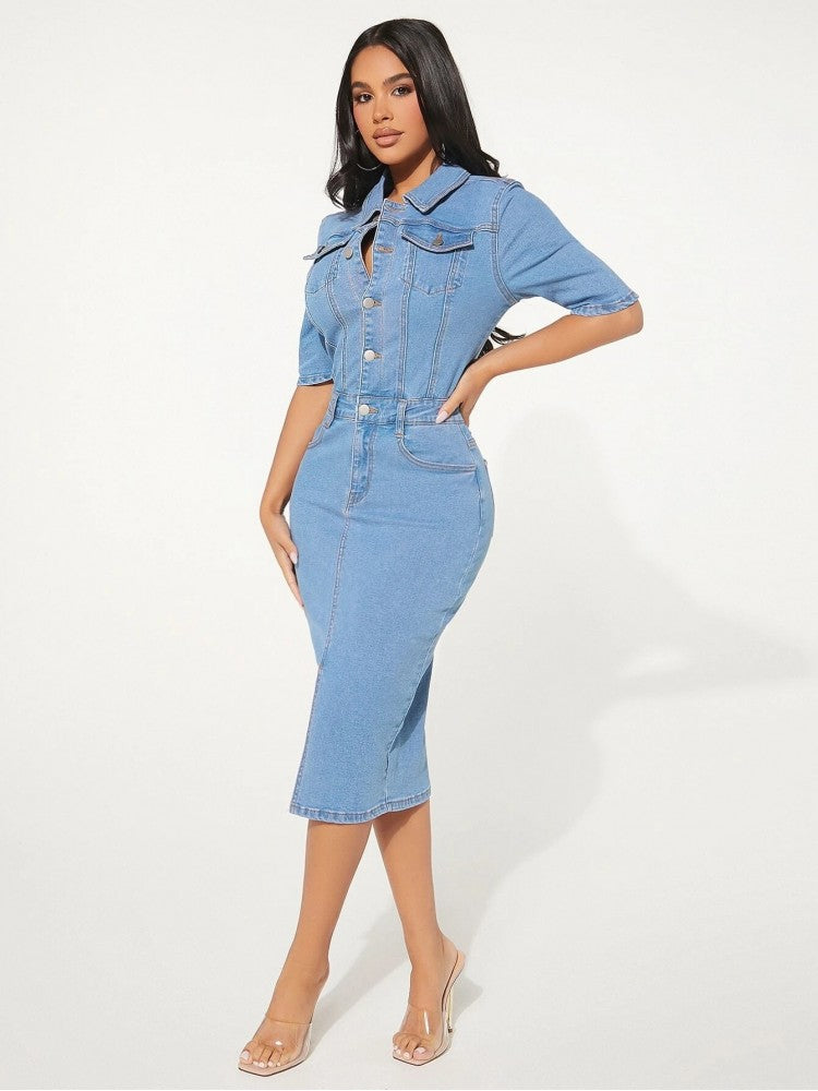 Denim Long Sleeve Dress