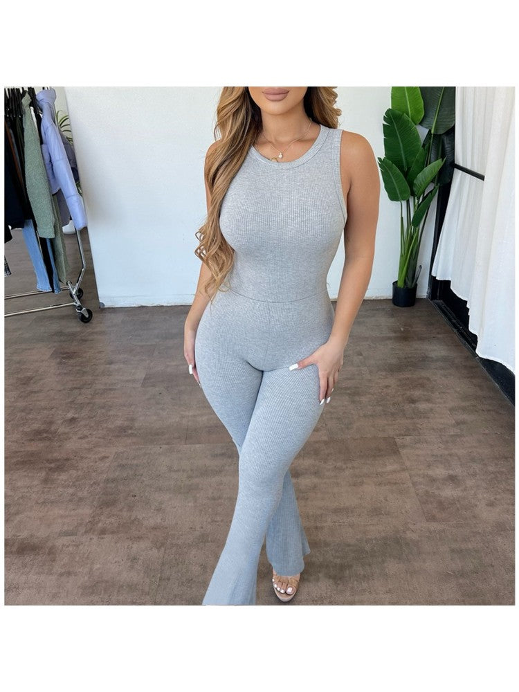 Solid Flare Jumpsuit