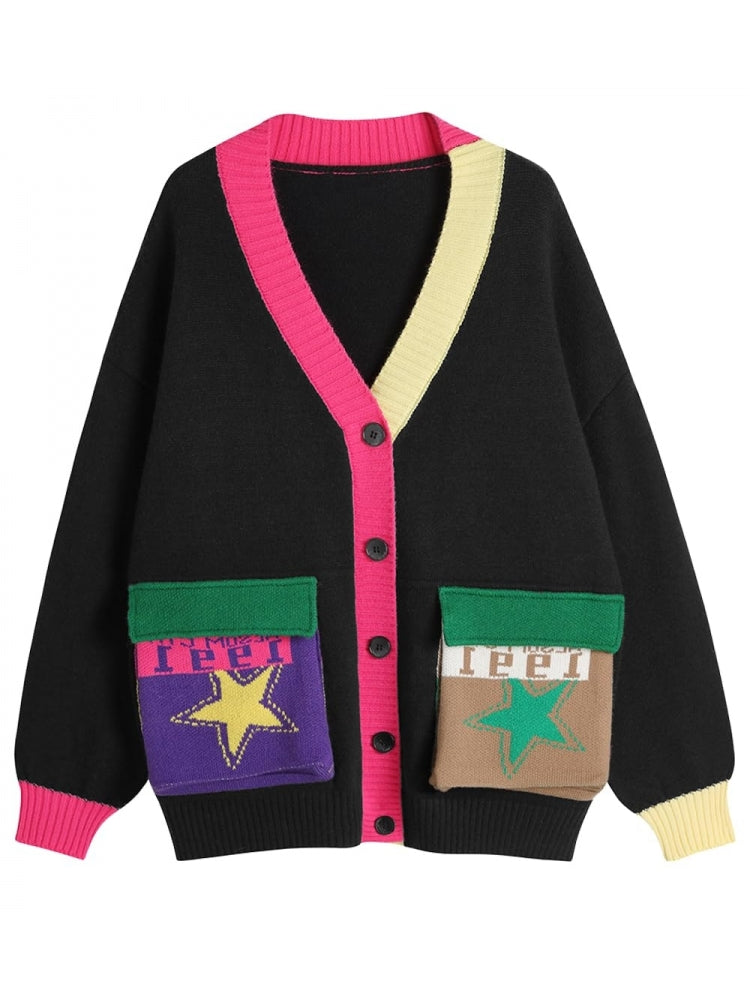 Colorblock Knitted Cardigan